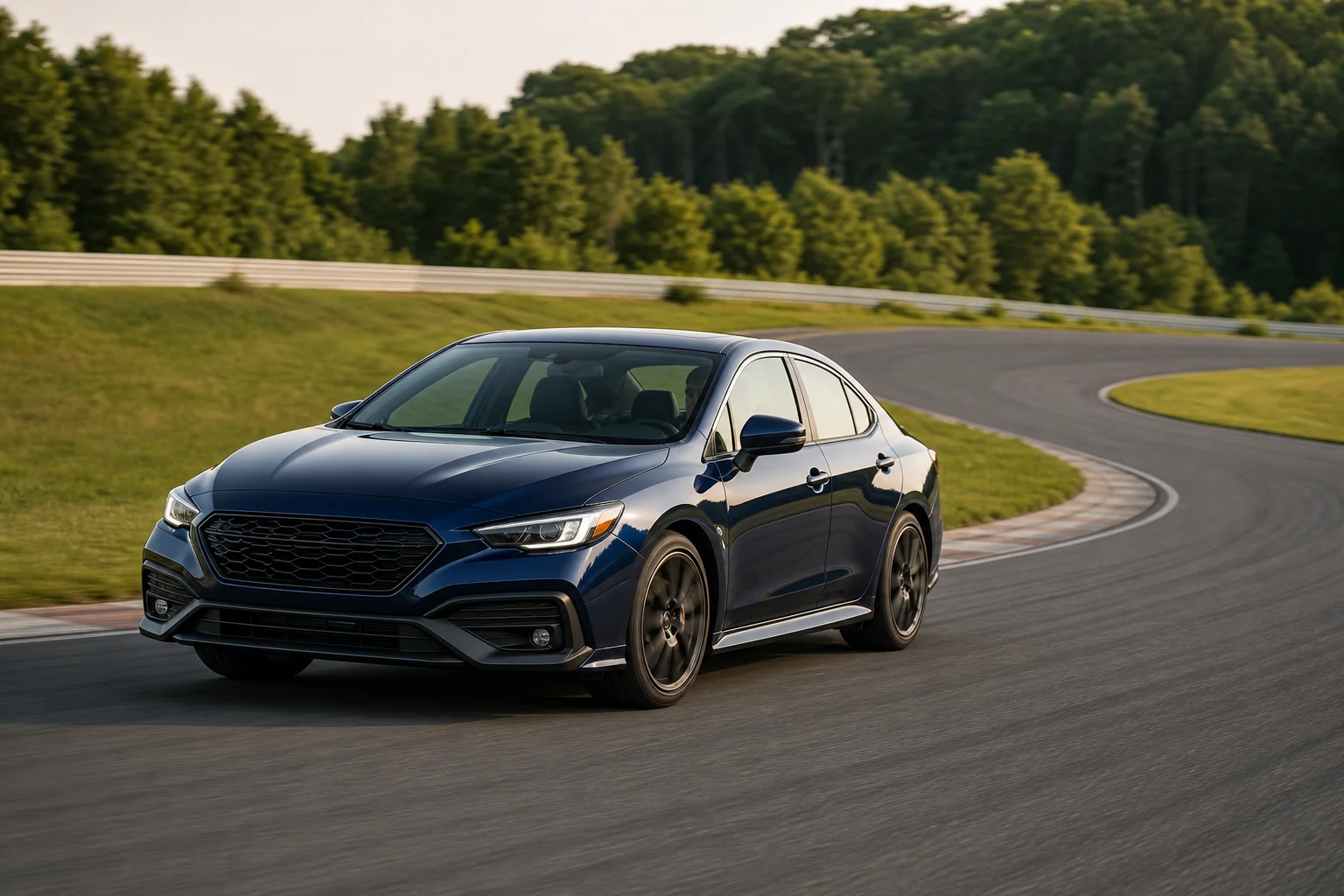 テストコースでスポーツタイヤのグリップを確認する車