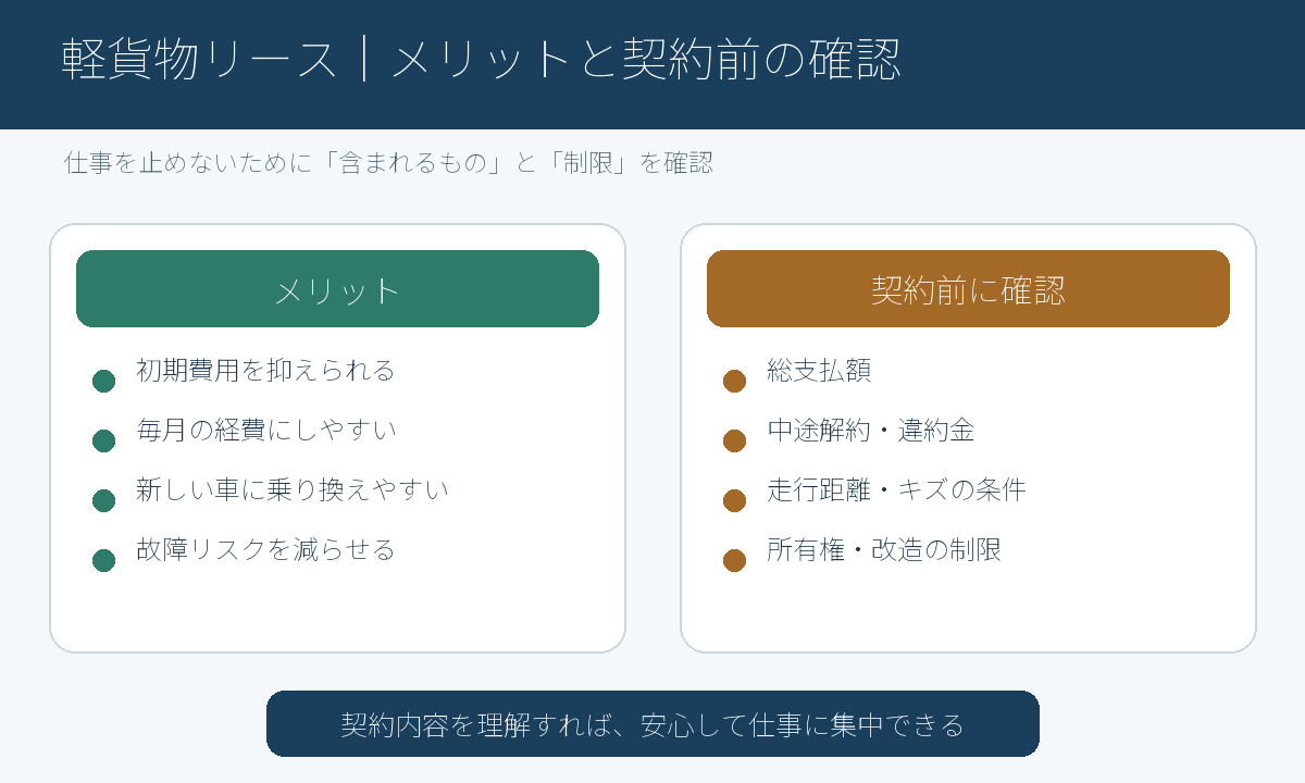 軽貨物リースのメリットと契約前に確認する項目